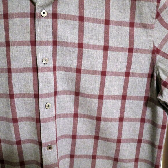 UNTUCKit Shirt Mens Large Long Sleeve Button Gray Maroon Stripes - Picture 4 of 6